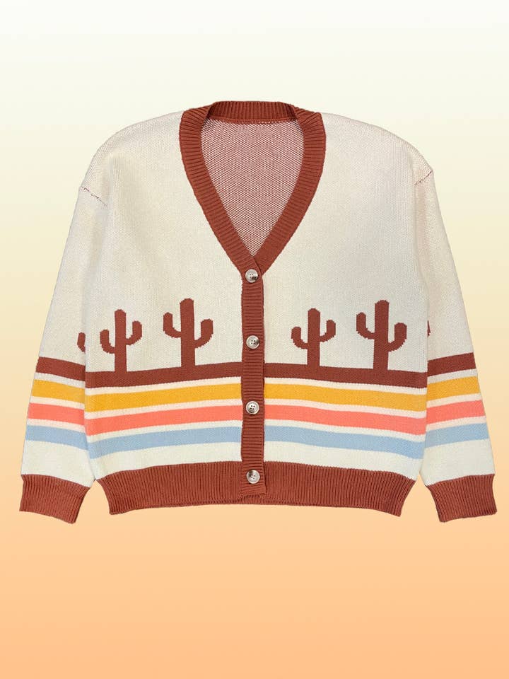 Fløde multi Ørken retro stribe cardigan for engroshandel på Faire4