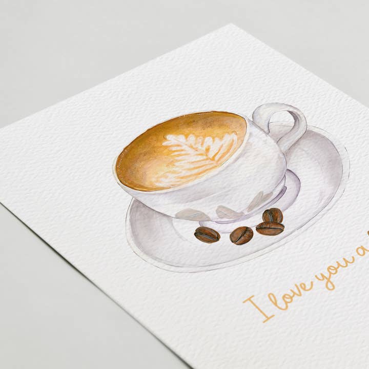 Blue Thistle - Wholesale Love Card - I love you a latte card, coffee shop card, Latte love