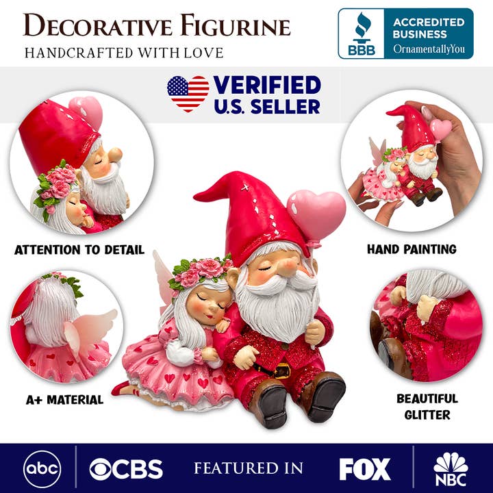 OrnamentallyYou - Vendita all'ingrosso Statuette decorative - Statuetta Piccola Coppia di Gnomi Storia d'Amore Stravagante, 4" Regalo Carino e Piccolo per San Valentino Mini Statua