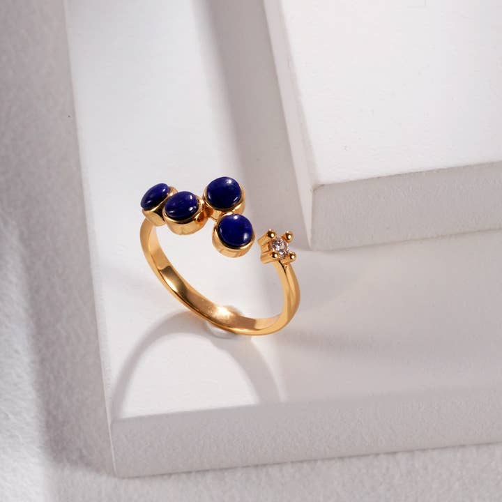Lapis setting 925 Sterling Silver with K Gold Ring for wholesale by FARRA