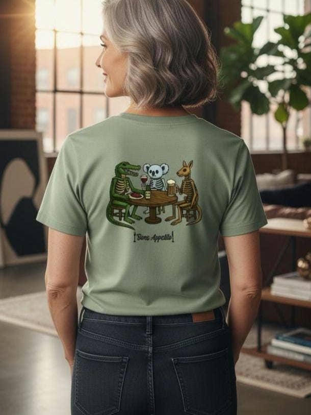 Aussie Bar T-shirt Zuiver Katoen | Geborduurd | Unisex Pasvorm voor wholesale door Bone Appetito