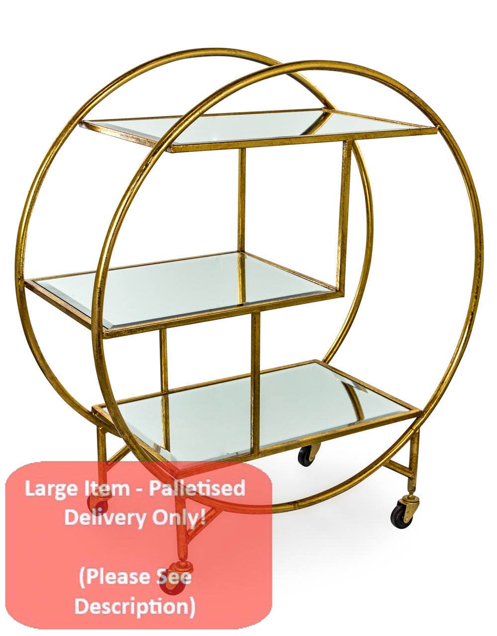 McGowan & Rutherford Ltd - Wholesale Bar Cart - Antiqued Gold/Bronze Metal Bar Trolley With Mirror Shelves