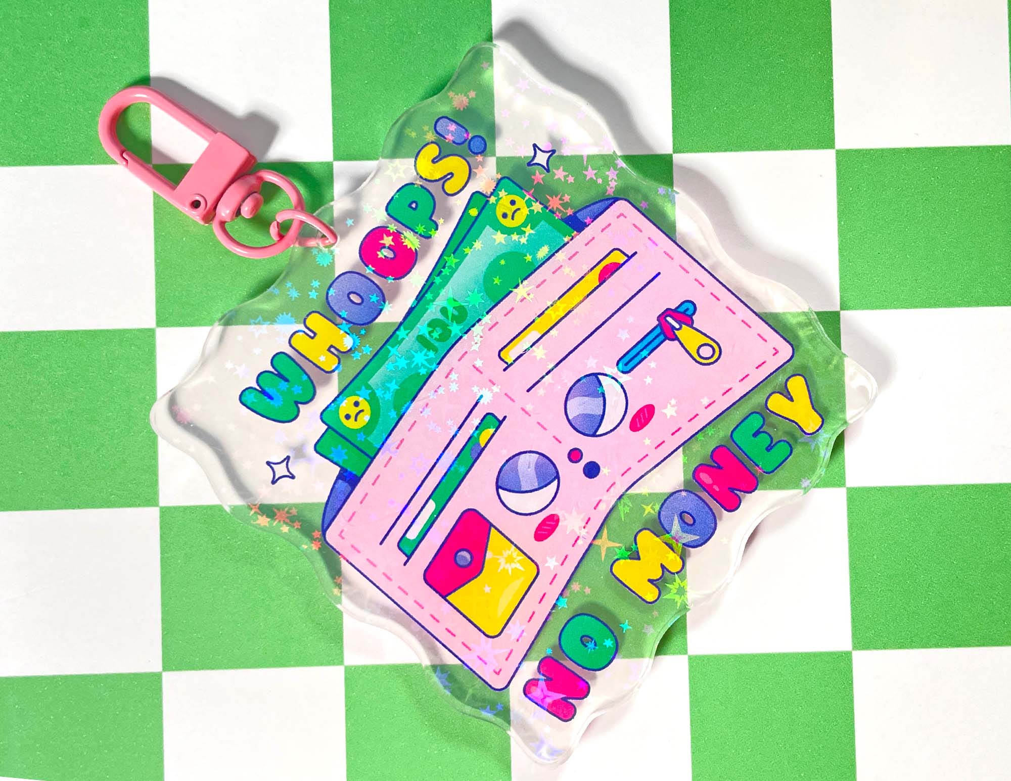 Kidnichols - Wholesale Keychain - Women's - Whoops! No Money Acrylic Keychain | Holographic Keychain3