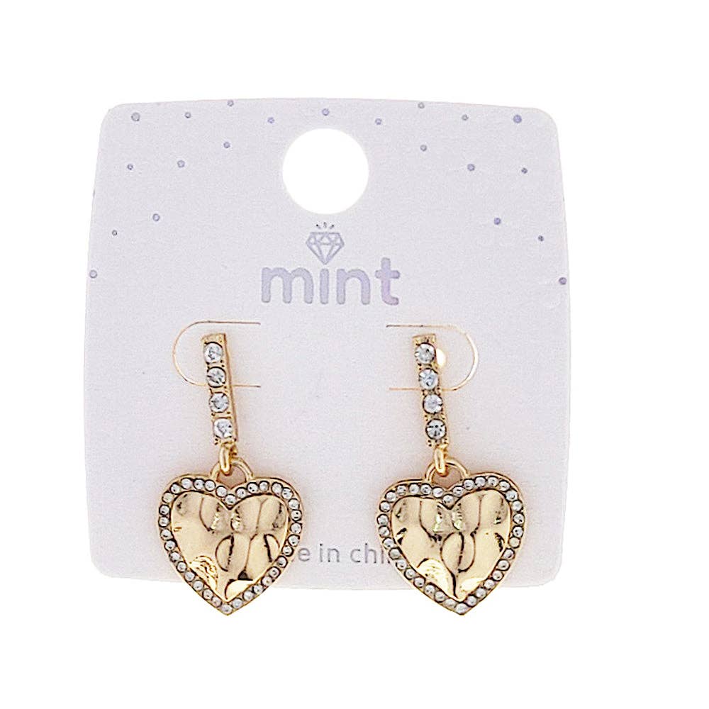 Atlas Fashion - Wholesale Dangle Earrings - Hammered Heart Earring