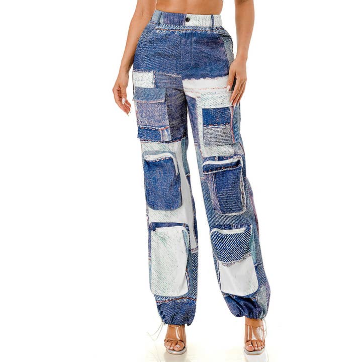 JEANS PATCHWORK VIBES TAGLIE FORTI per la vendita all'ingrosso da parte di Black Pearl Clothing
