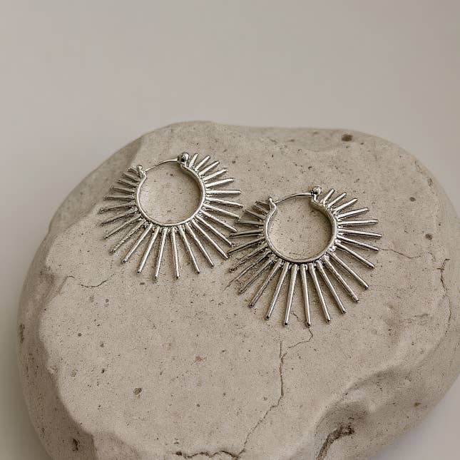 Katinki - Wholesale Hoop Earrings - Exaggerated Punk Rivet Line Hoop Earrings0