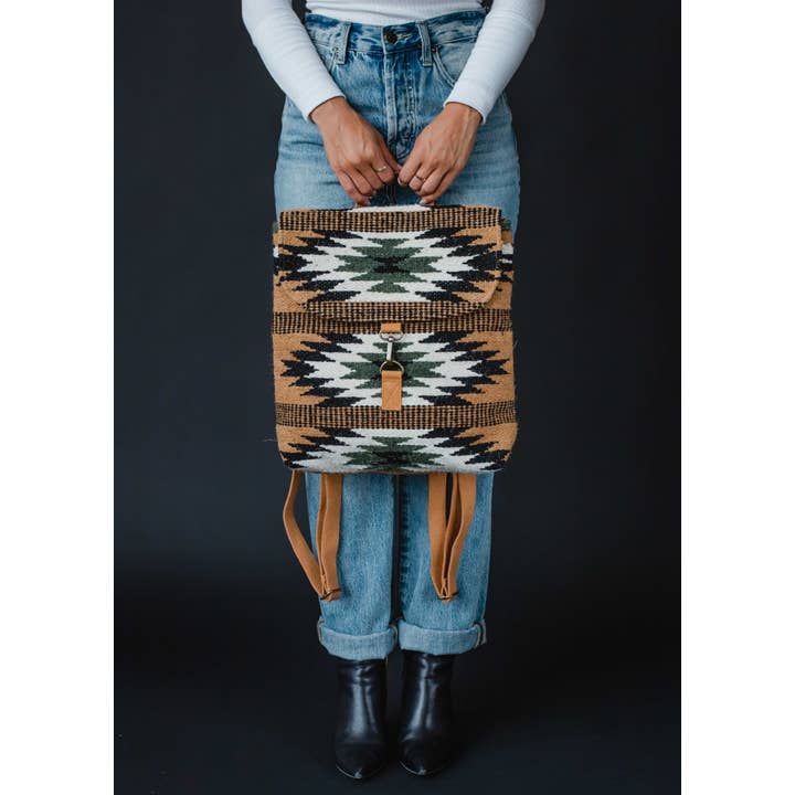 Panache Apparel Co. - Wholesale Backpack - Women's - Brown, Black & Green Aztec Backpack3