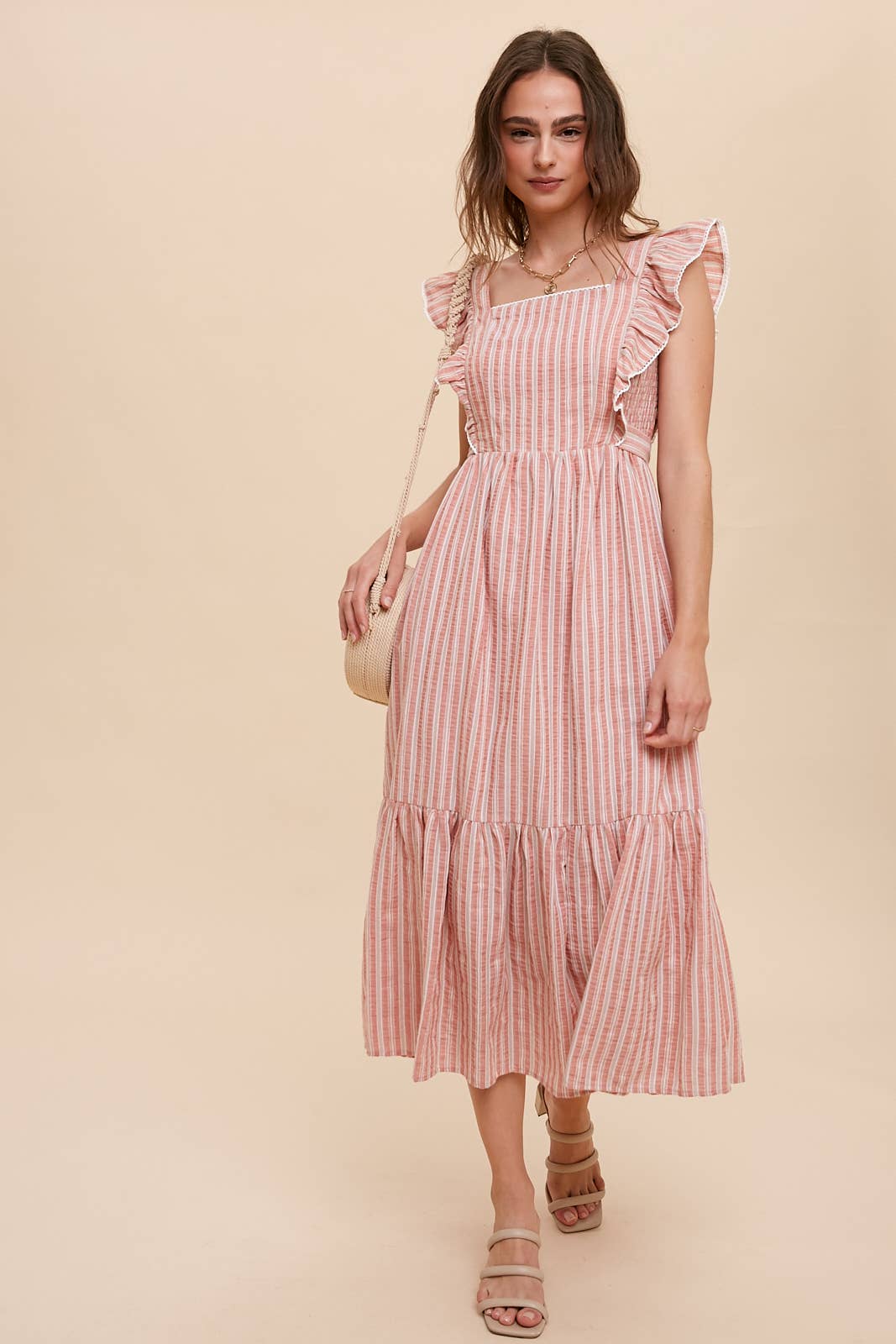 In Loom - Vente Robe – femme - Robe midi à bretelles rayée en coton3