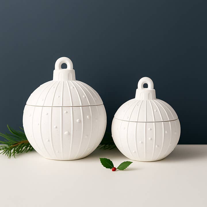Holiday Ornament Candle Vessels — Set of 2 (Empty) for wholesale by Noir Brooklyn Studios