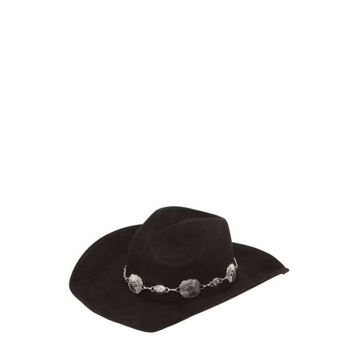 Bestto - Wholesale Cowboy Hat - Women's - VINTAGE METAL CHAIN ACCENT WESTERN CHIC FEDORA HAT