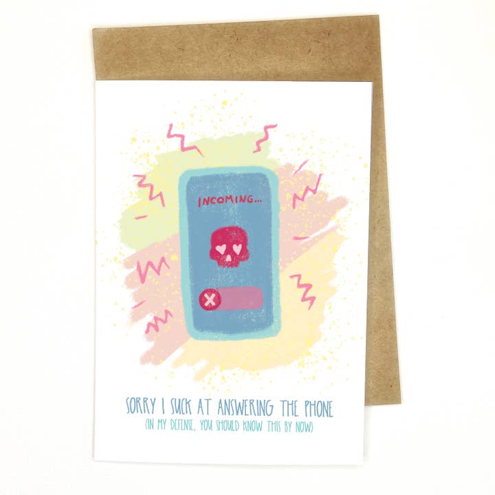 Answering The Phone// Funny Love & Friendship Greeting Card for wholesale by Awkward Affections