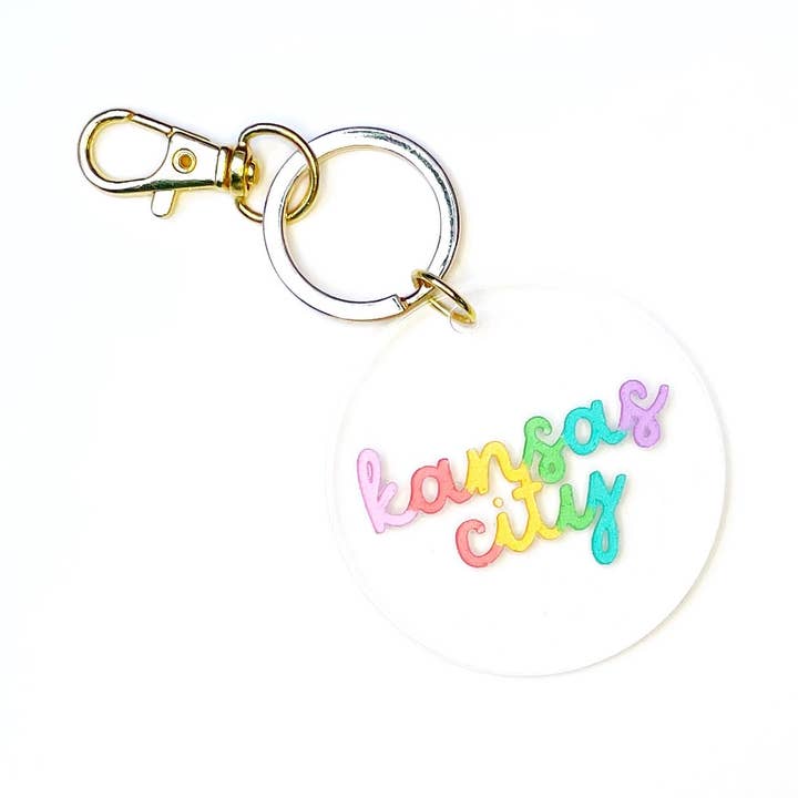 Chaveiro acrílico redondo colorido customizável por atacado de Hazel & Ollie