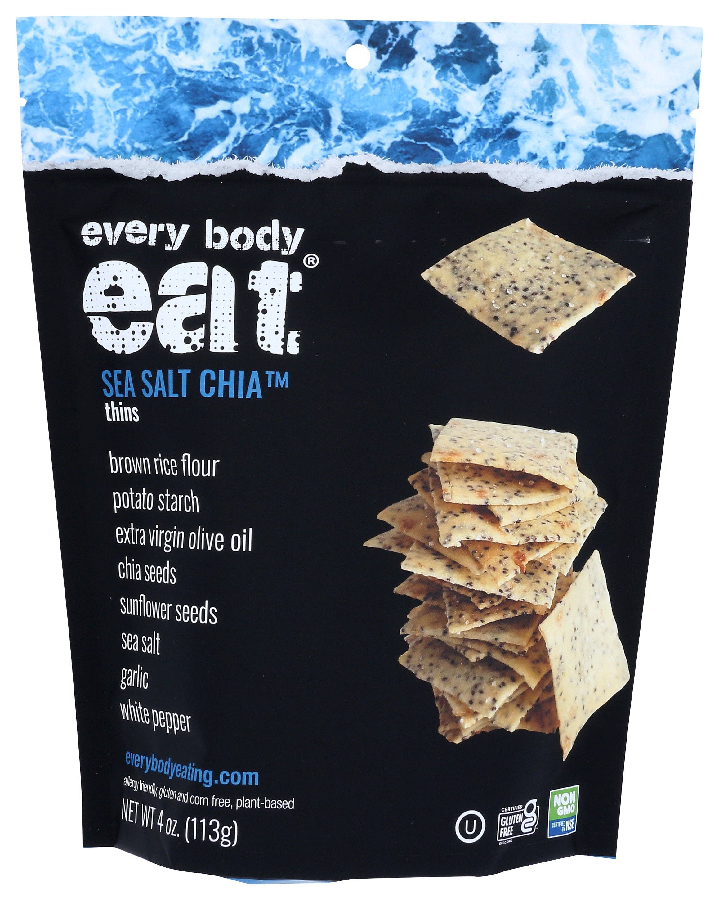 Everyday Supply Co - Wholesale Crackers - EVERY BODY EAT THINS SEA SALT CHIA - Case of 6
