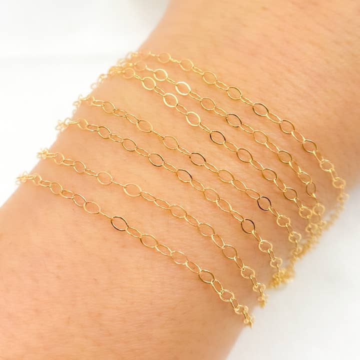 1310FGF. 14K Gold Filled Flat Oval Link Chain for wholesale by Jewels & Chains
