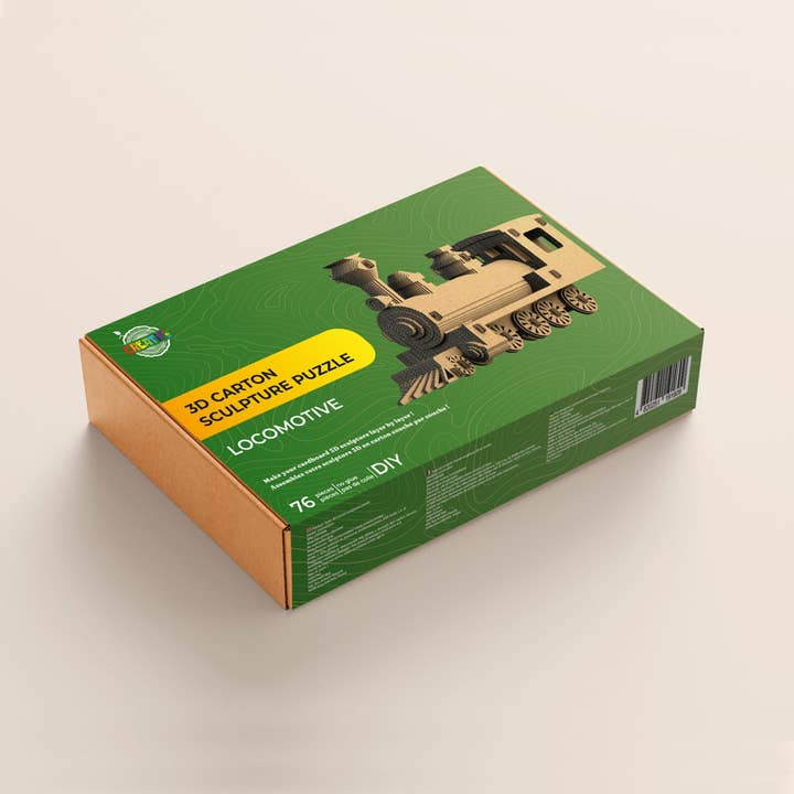 HARMANDI – wholesale DIY-pysselkit – 3D Lokomotiv kartongpusselskulptur - Creatifwood