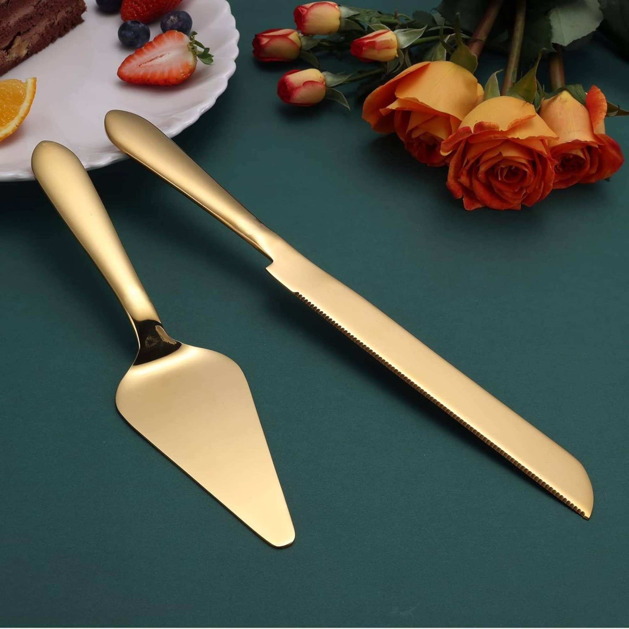 Otterware - Wholesale Serving Utensil - Gold Cake Knife & Server Set – 2pc Stainless Steel Wedding4