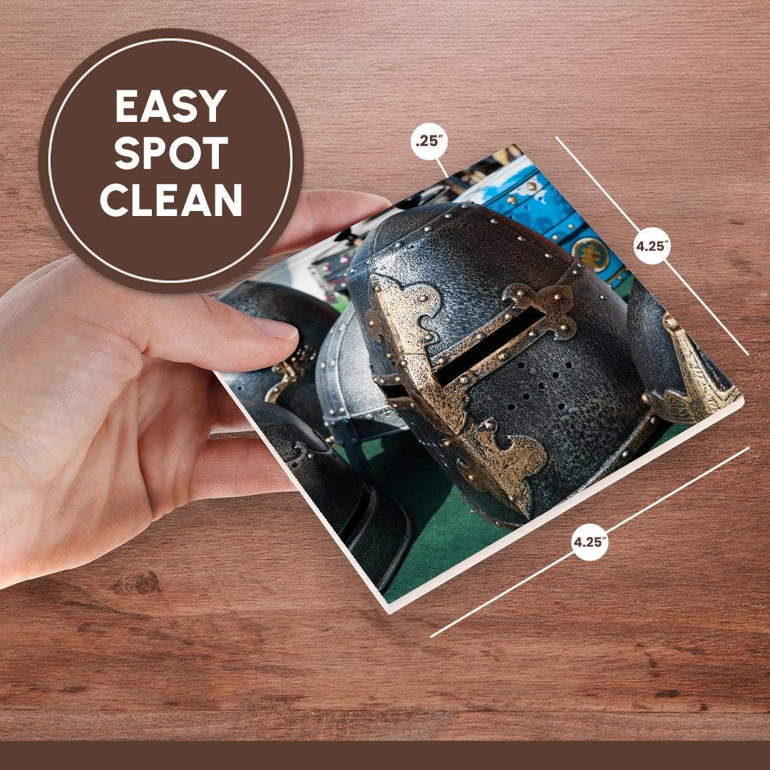 3dRose – Großhandel Untersetzer – 3dRose, Verzierte Eisenhelm eines mittelalterlichen Ritters, Untersetzer6