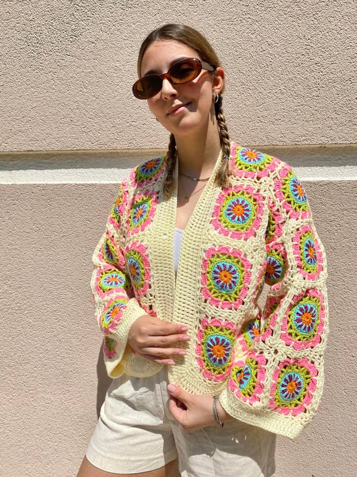 Granny Square Colorful Cardigan for wholesale by SmyrnaCollective