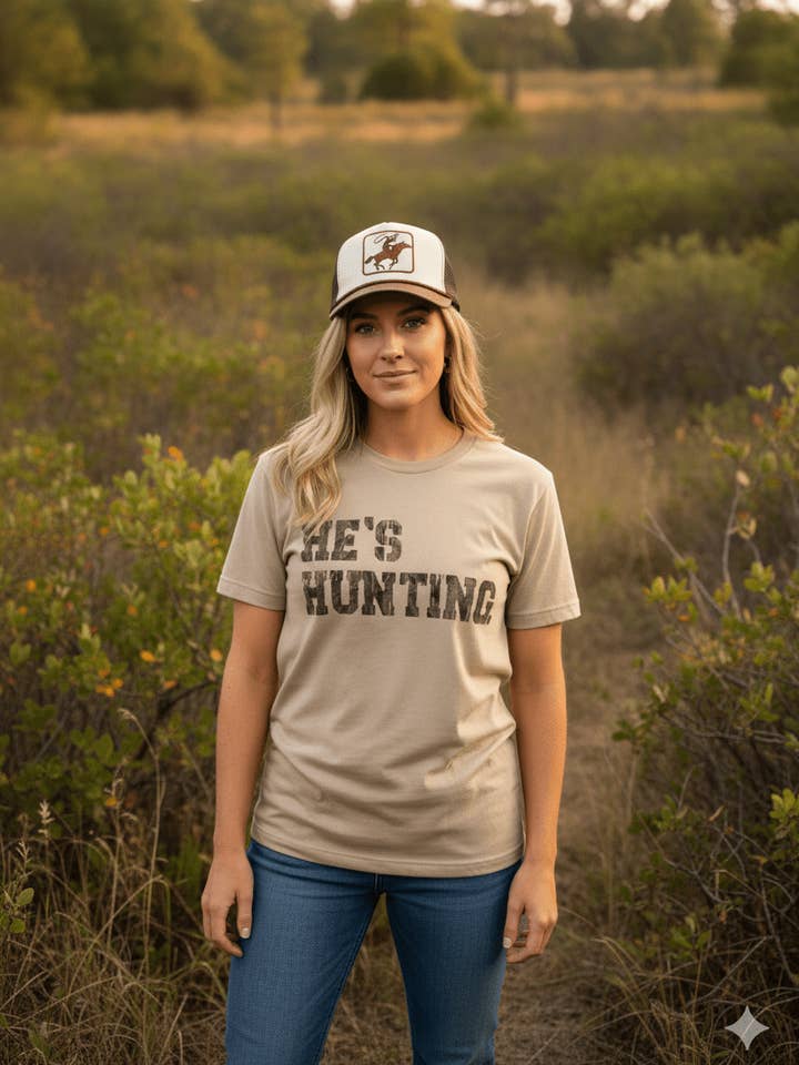 He's Hunting Graphic Tee for wholesale by Wild Junkie