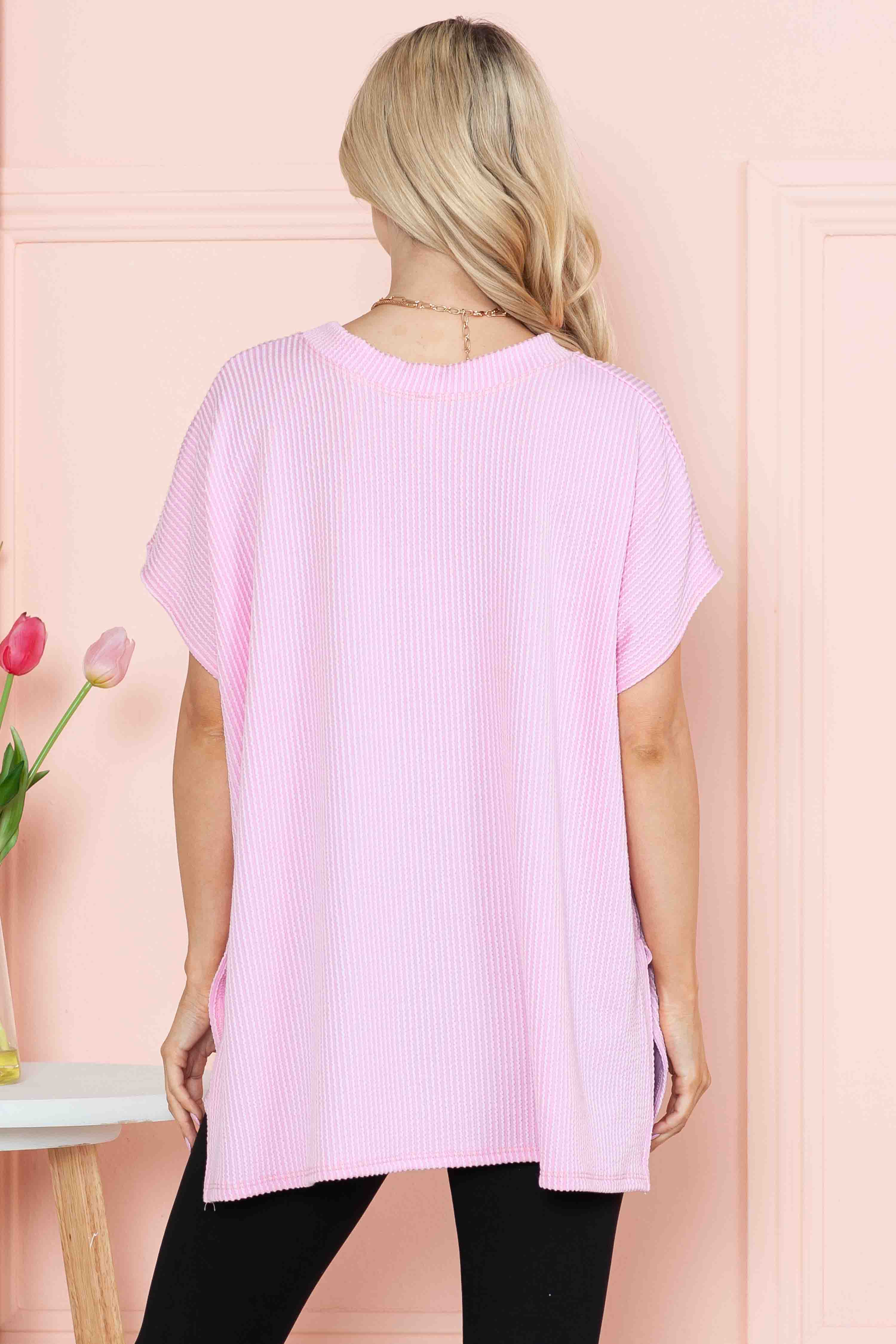 Burgundy Apparel - Wholesale Tunic - Women's - SHORT SLEEVE TUNIC WITH SIDE SLIT34