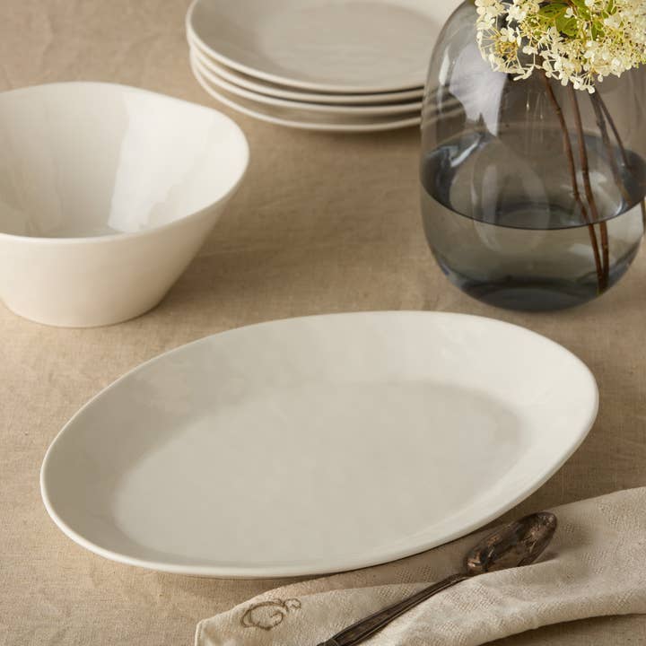Certified International - Wholesale Platter - Linen Cream Oval Platter 16in x 12in3