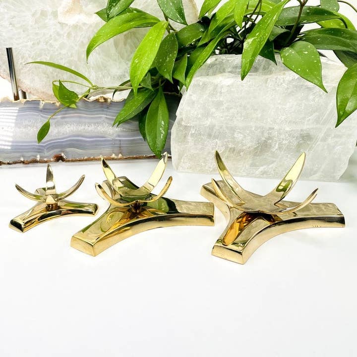 Rock Paradise - Wholesale Decorative Tabletop Object - Crystal Metal Tall Gold-Toned Sphere Holder - Two Styles4