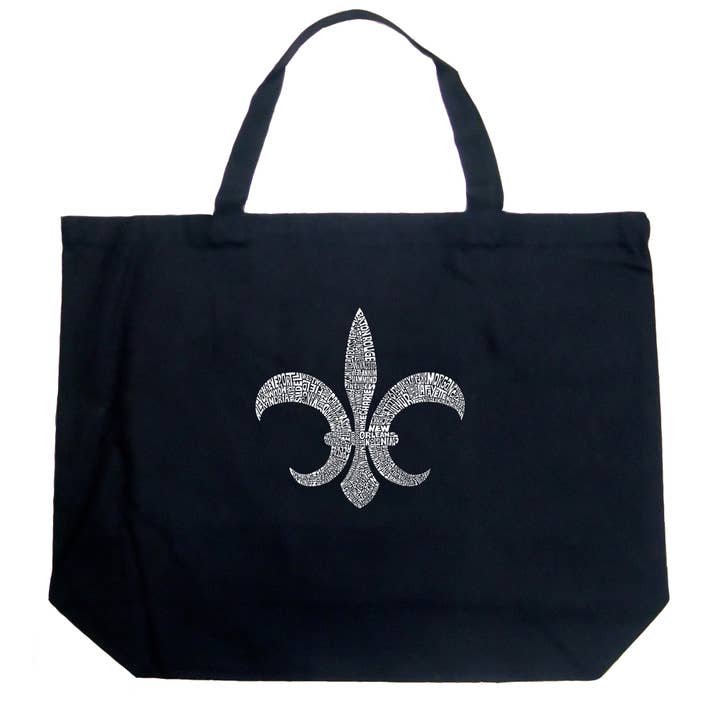 LA Pop Art Word Art Tote Bag -FLEUR DE LIS -LOUISIANA CITIES for wholesale by LA Pop Art