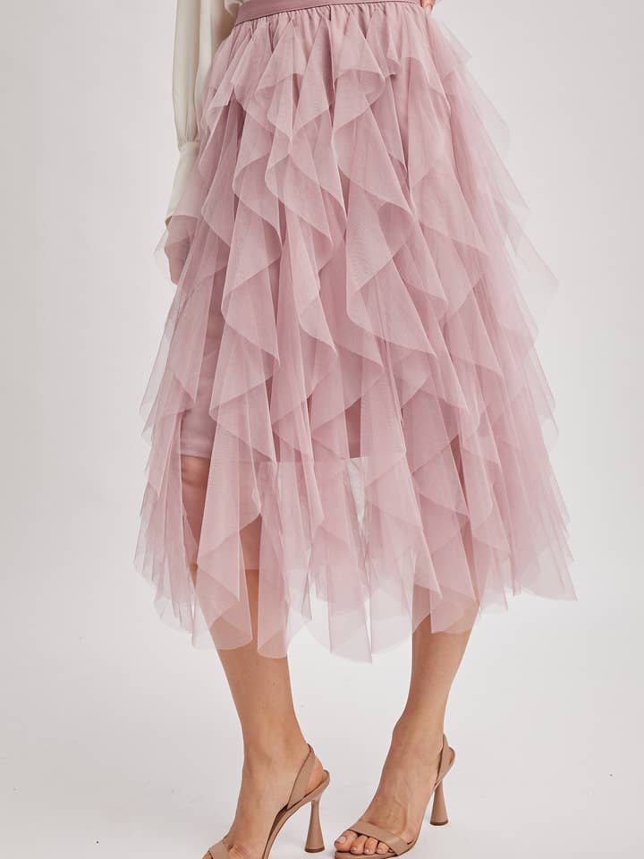 Bluivy - Wholesale Skirt - Women's - SPRIAL RUFFLED TULLE MIDI SKIRT15