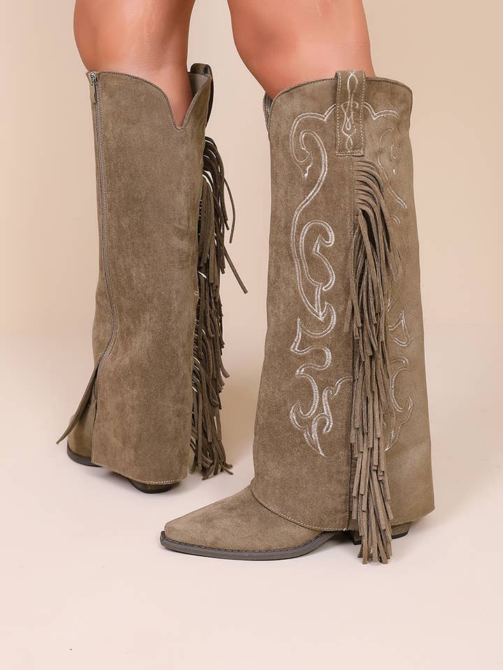 Joia Paris - Wholesale Boots - Unisex - Western boots with fringes and decorative embroidery H8-1063C1