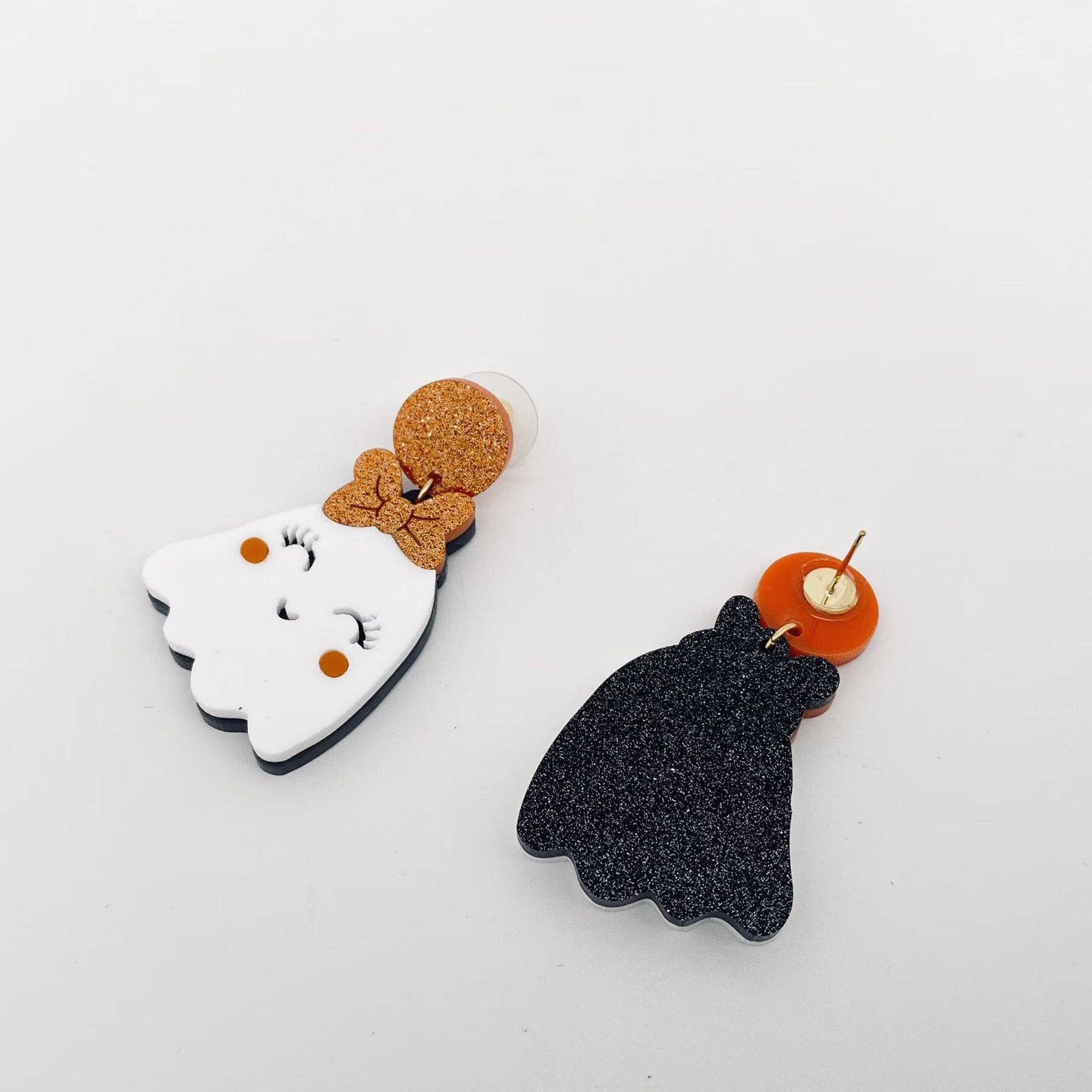 Mio Queena - Wholesale Dangle Earrings - Halloween Cute White Ghost Wear Bow Post Earrings2