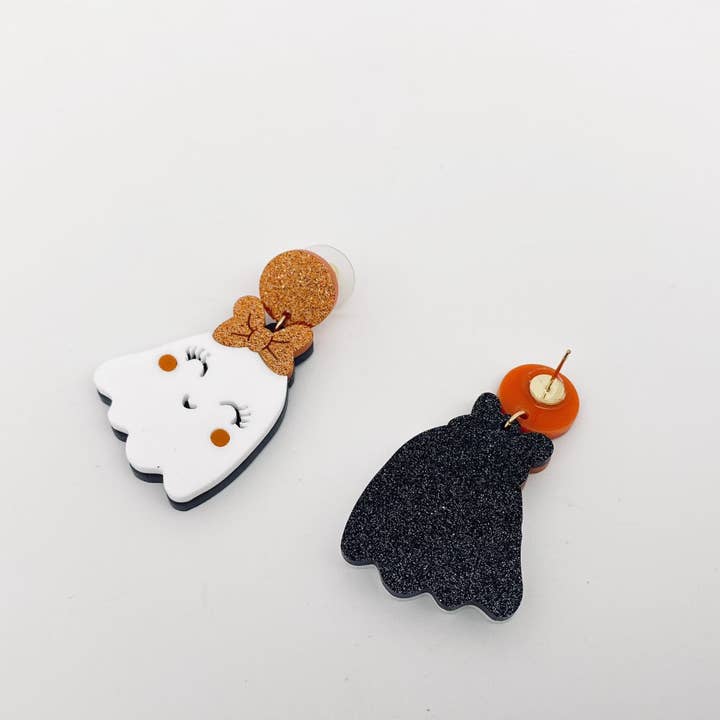 Mio Queena - Wholesale Dangle Earrings - Halloween Cute White Ghost Wear Bow Post Earrings2
