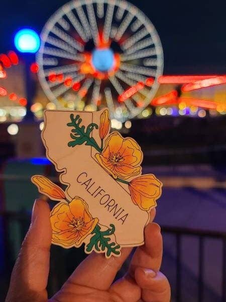 Hand PaintedCalifornia Christmas Souvenir Ornament or Magnet for wholesale by A Little Bit of Summer LLC