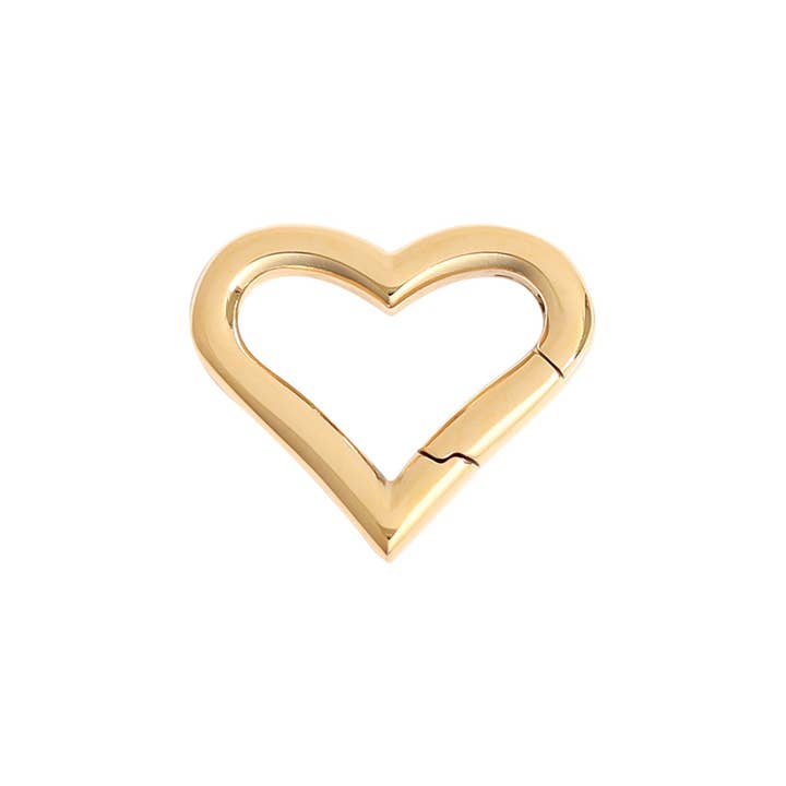 WJW - Wholesale Clasp - 18K Gold Stainless Steel Small Heart Carabiner Charm Clasp