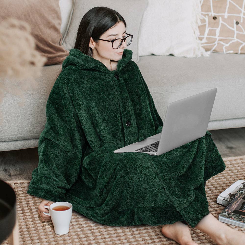 Pavilia - Wholesale Poncho - Women's - Angel Wrap Hoodie Sherpa Fluffy Poncho Blanket30