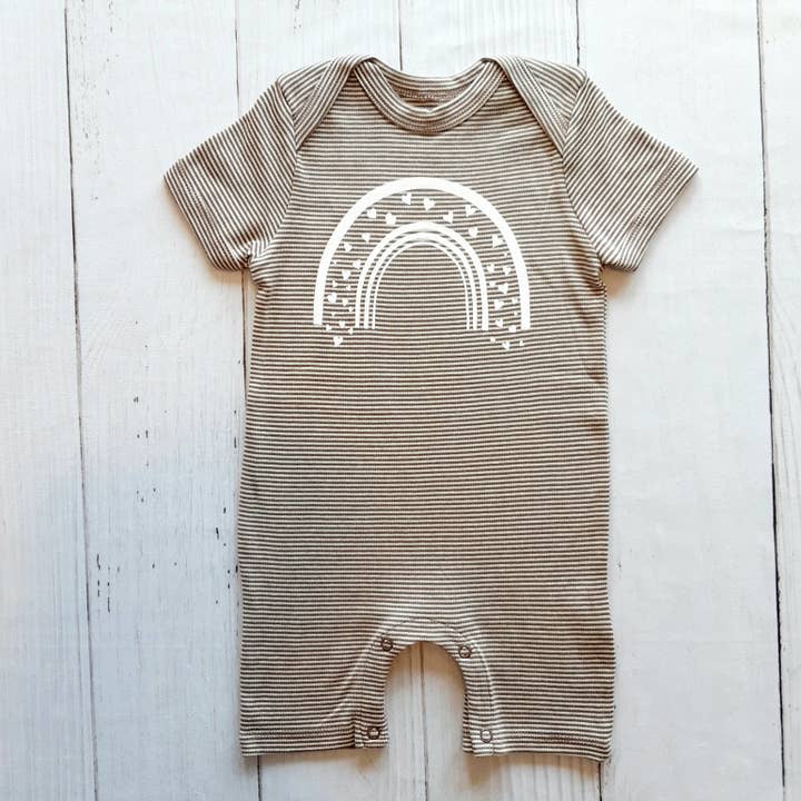 Rainbow playsuit mocha for wholesale by Imo Imo Baby