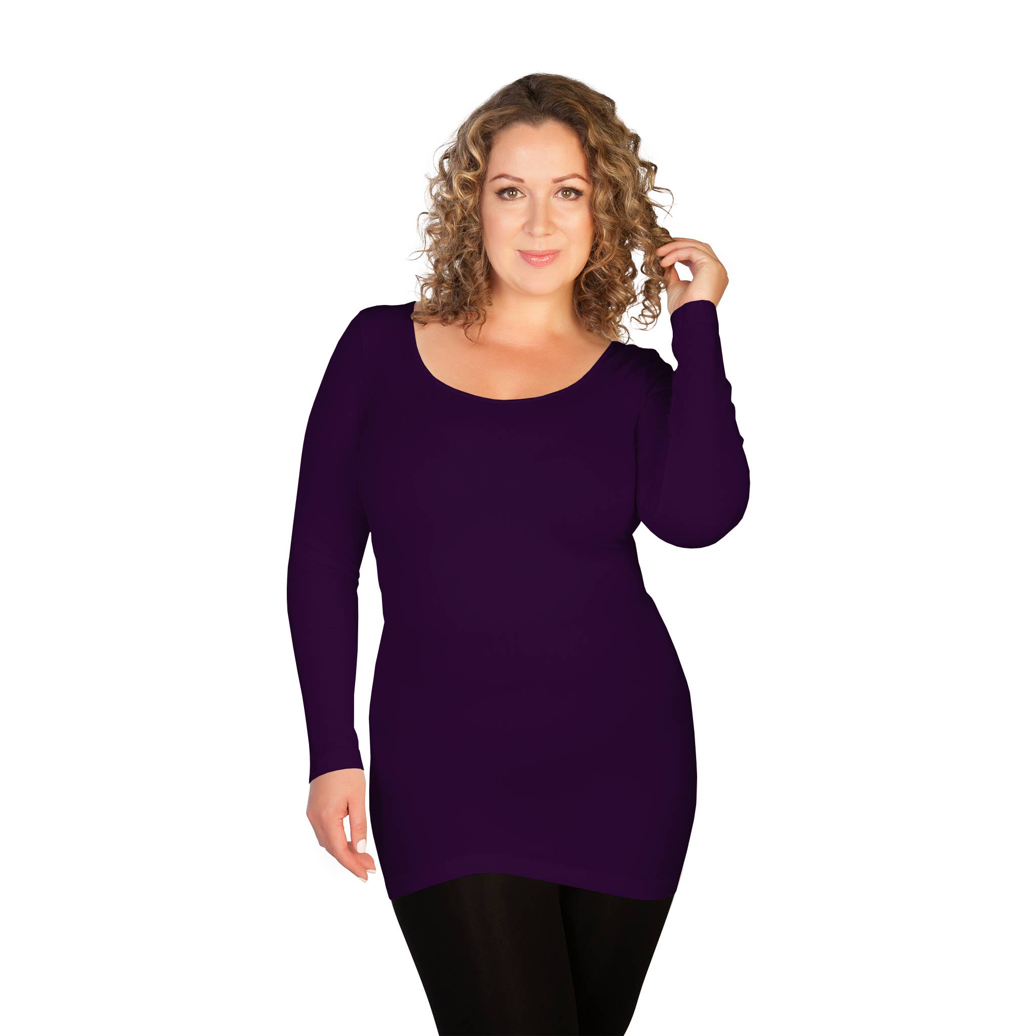 Skinnytees - Vente Tunique – femme - Tee-shirt à manches longues à encolure dégagée3