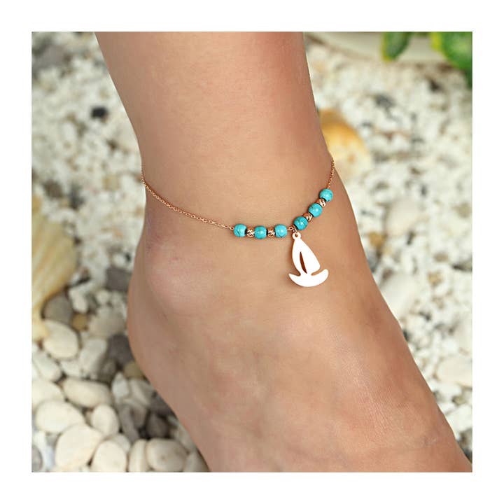 Boat Ship Pendant Anklet 925 Sterling Silver for wholesale by Azuris Silver