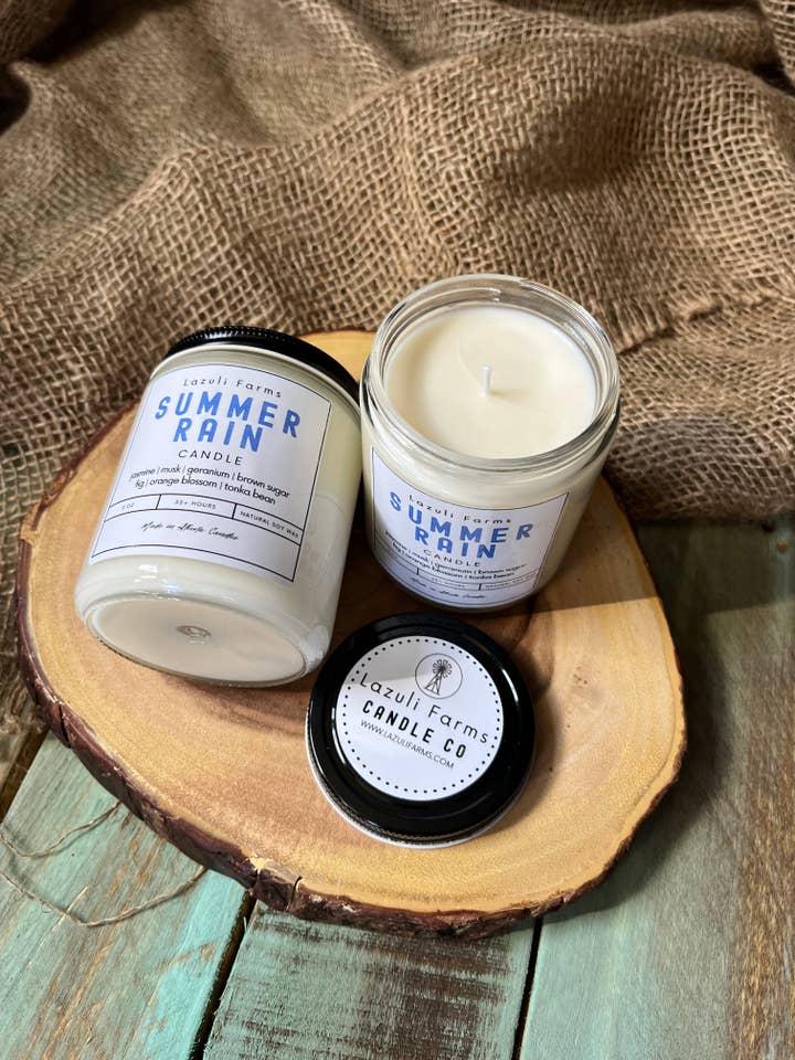 Summer Rain Candle | Natural Soy Wax Candle for wholesale by Lazuli Farms