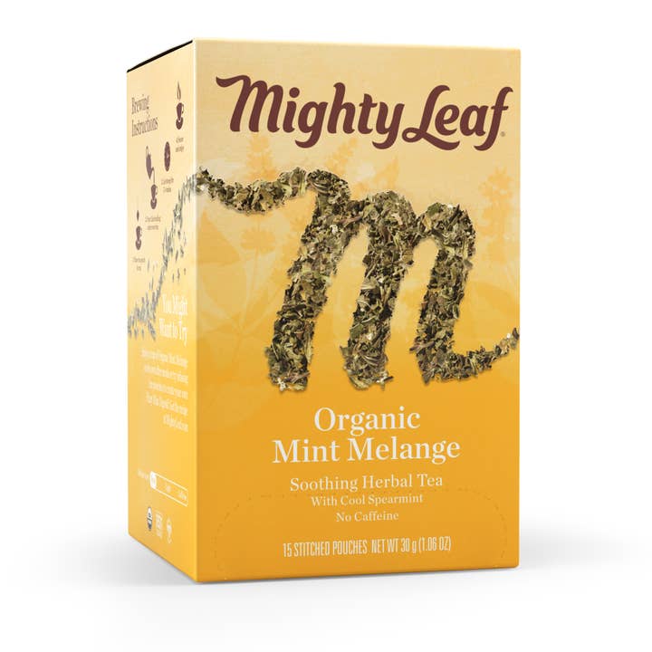 Organic Mint Melange, Silken Tea Pouch 15ct,Mighty Leaf for wholesale by Good As Gold Coffee