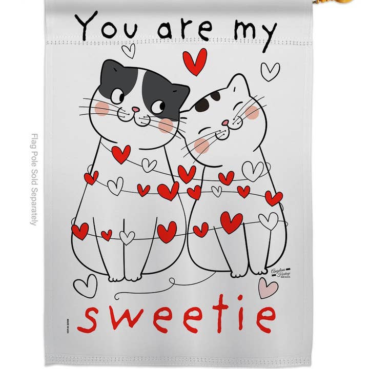 Two Group Flag Co – Großhandel Flagge – My Sweetie Kitten Frühlings-Valentinstag-Katzen-Deko-Flagge1