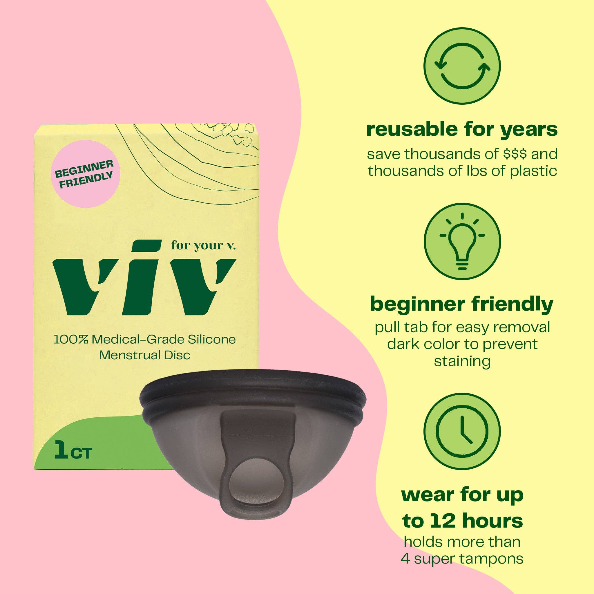 Viv for your V - Wholesale Menstrual Cup - Viv Menstrual Disc - Reusable Silicone Period Disc1