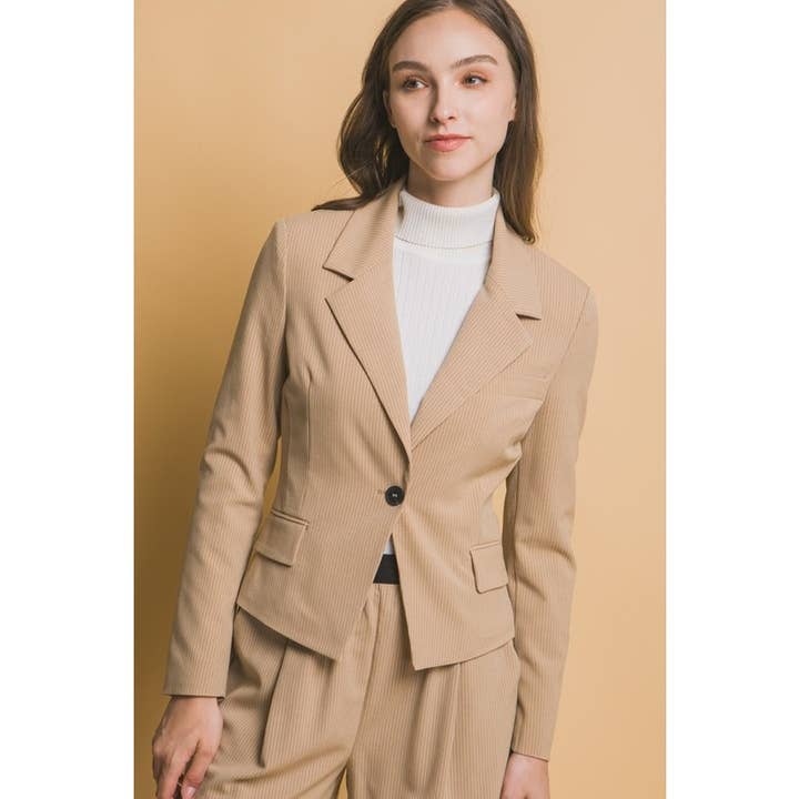 Ein-Knopf-Nadelstreifenblazer für den Großhandel von IVE