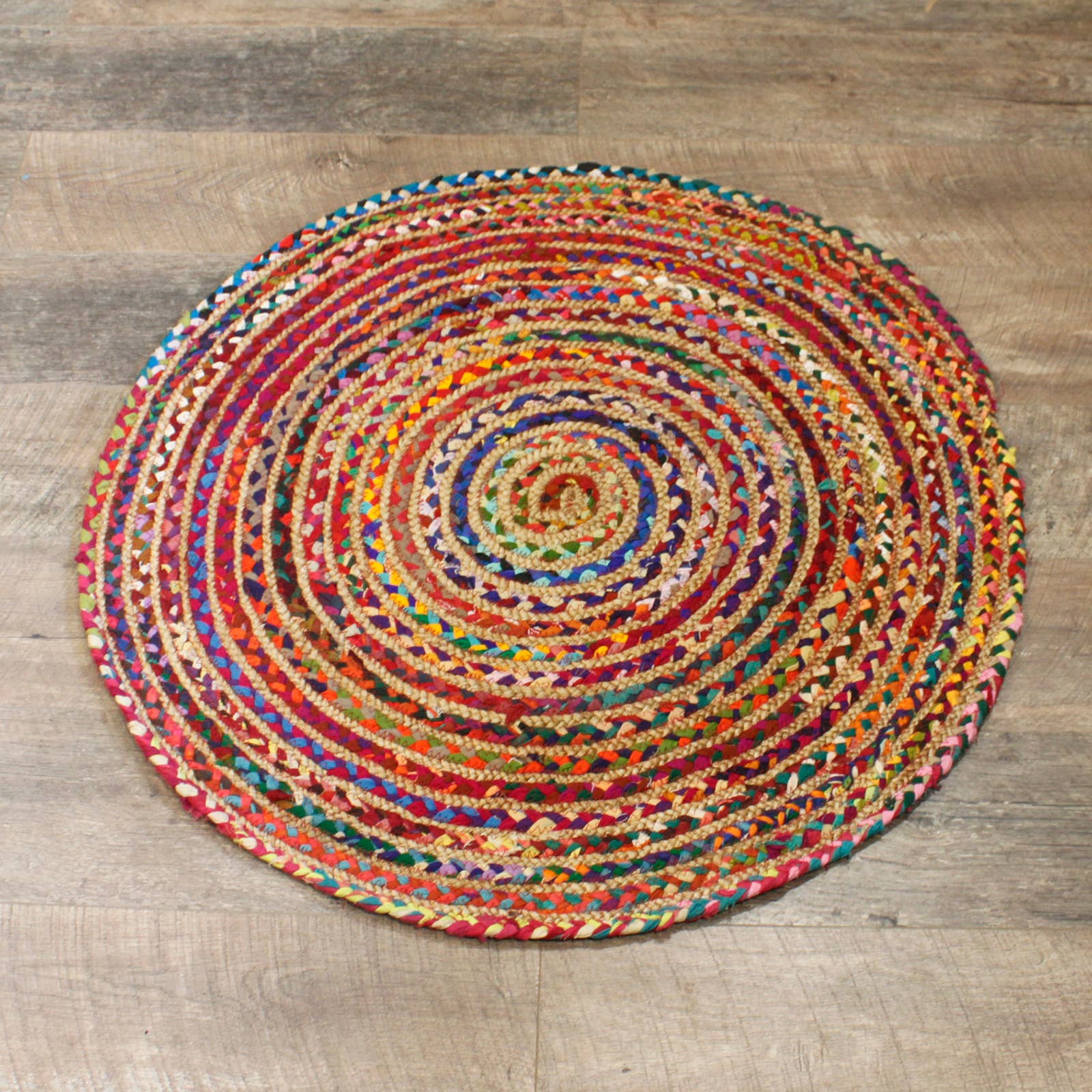 Ancient Wisdom - Vente Tapis - Tapis rond en jute et coton recyclé - 90 cm1