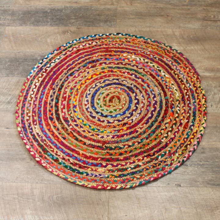 Ancient Wisdom – wholesale Area rug – Round Jute and Recycled Cotton Rug - 90 cm1