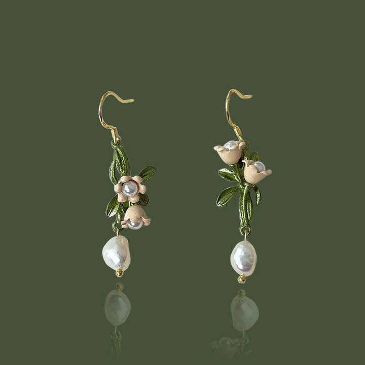 Katinki - Wholesale Dangle earrings - Floral Pearl Drop Earrings