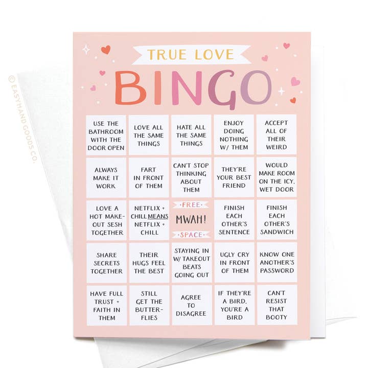 Tarjeta de felicitación True Love Bingo para venta al por mayor de Easyhand Goods – formerly Onderkast