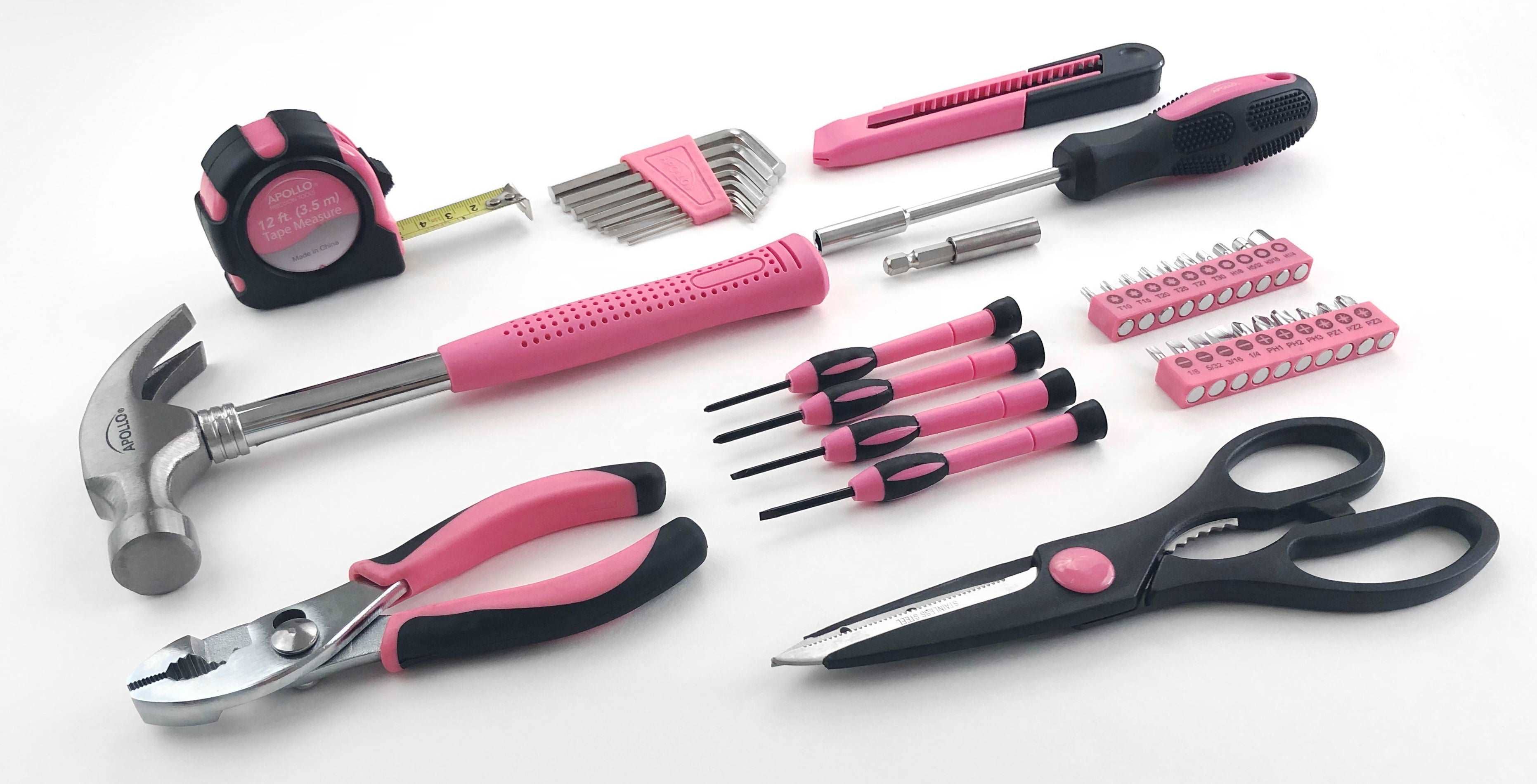 Apollo Tools - Wholesale Handy Tool - 39 Piece General Tool Set Pink6