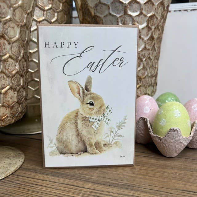 LUX1070 Happy Easter Bunny Rabbit Block for wholesale by JanMichaels Art & Home