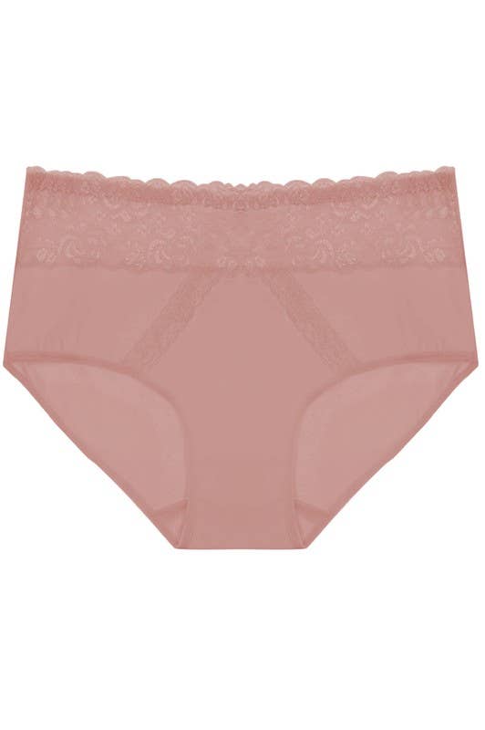 Assorted Color Dual Lace Panels Solid Full Brief-YM-70091-PTY-C04 for wholesale on Faire2