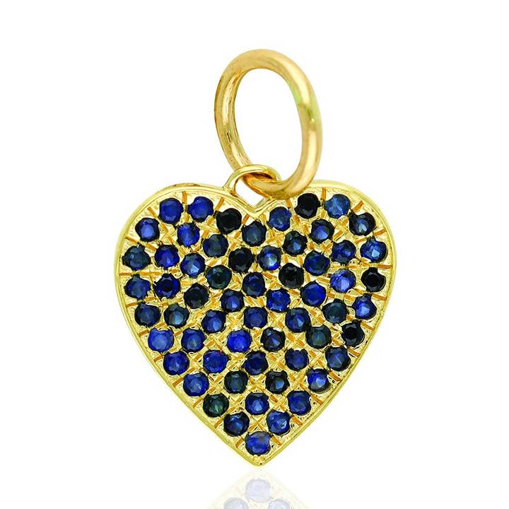 Ciondolo a cuore in oro con zaffiro blu 11x11,50 mm per la vendita all'ingrosso da parte di Jewels of Mewar